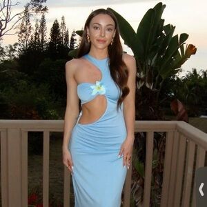 Peppermayo Sky Blue Cut-Out Maxi Dress
